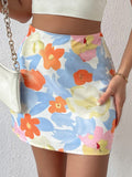 Sun-Drenched Abstract Floral Mini Skirt