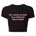 Black "My Taste In Men" Sarcastic Crop Tee
