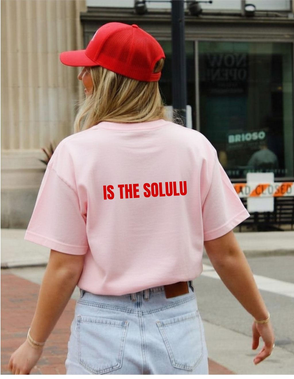 “Delulu Is The Solulu" Double-Sided Graphic Tee | Baby Pink Oversized Slogan T-Shirt