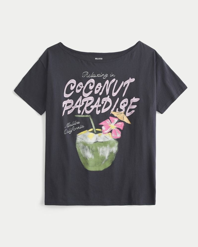 Tropical Coconut Paradise Graphic T-Shirt | Malibu Beach Style