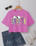 Pink "Snoopy Brooklyn" Crop Top