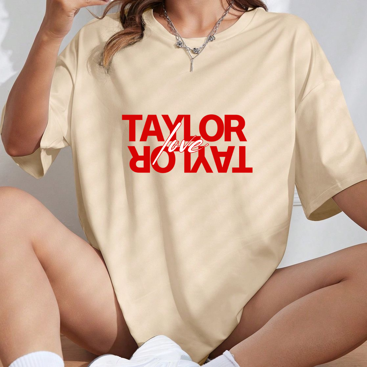 Mirror Text "Taylor Love" Bold Red Tee