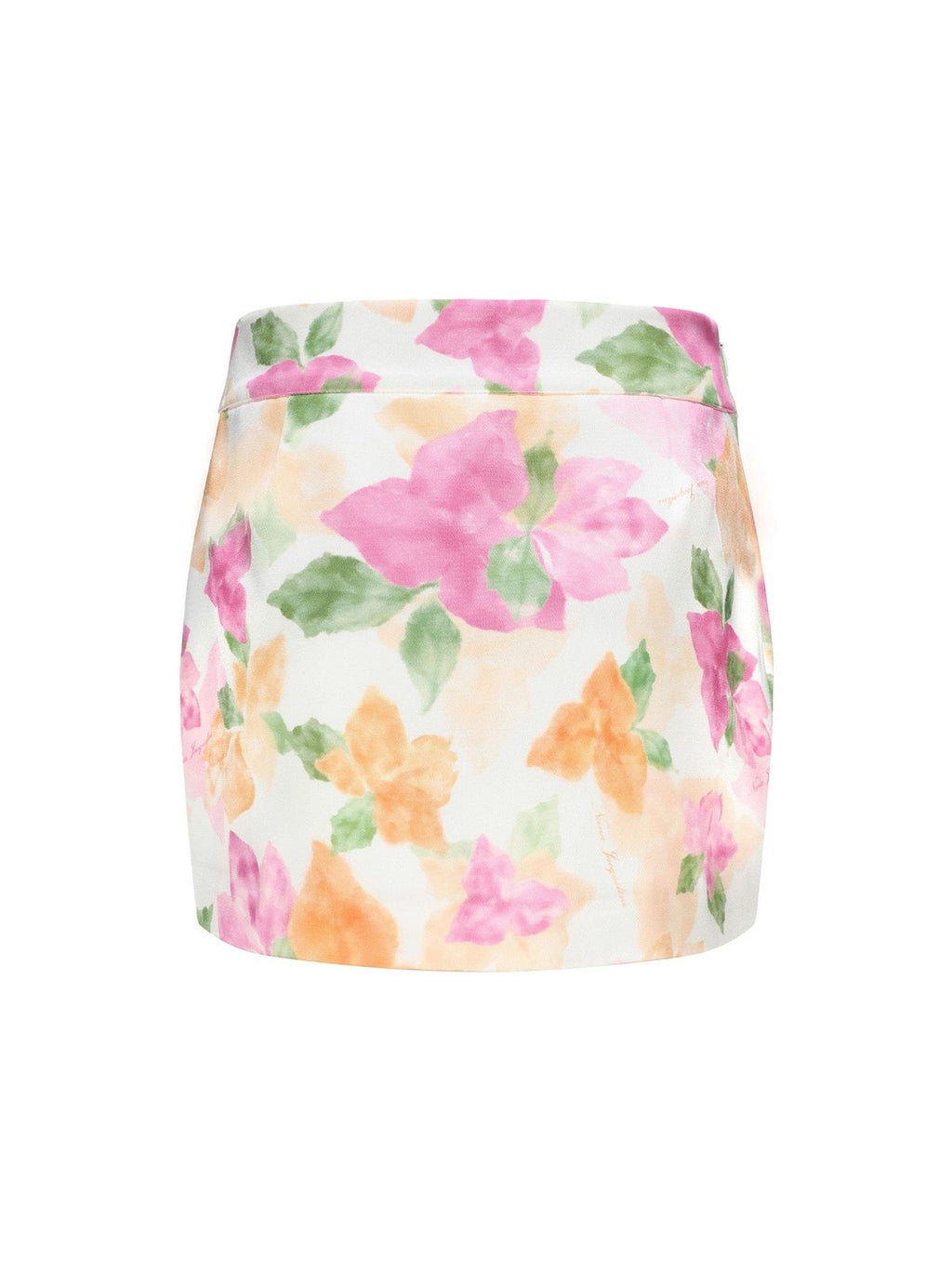 Blushing Bougainvillea Watercolor Mini Skirt
