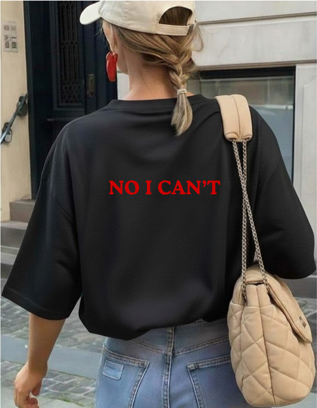 "I Can Fix Him? / No I Can't" Double-Sided Graphic Tee | Edgy Black Oversized Slogan T-Shirt